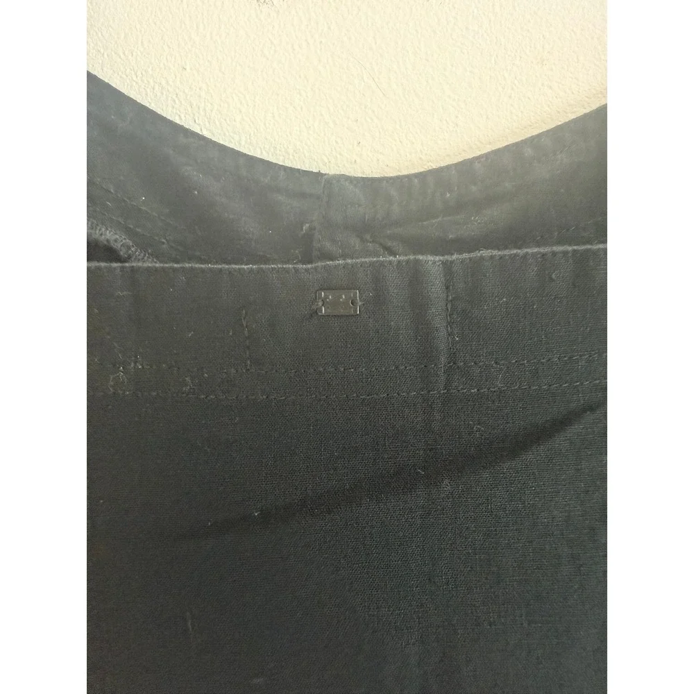 Billabong Black Button Front Wide Leg Jumpsuit Cropped Linen‎ Belted Sz M Beachy